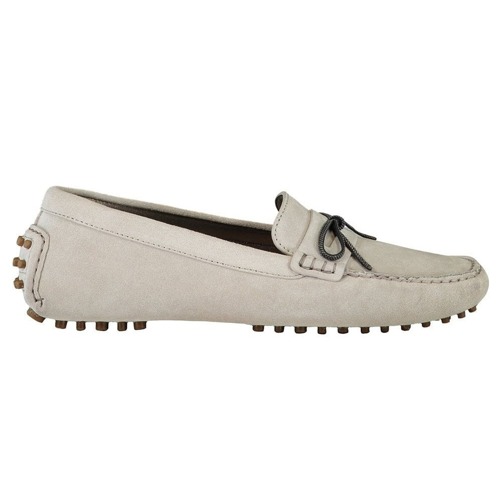 Brunello Cucinelli Monili embellished Suede Moccasins Loafers Stone 36.5