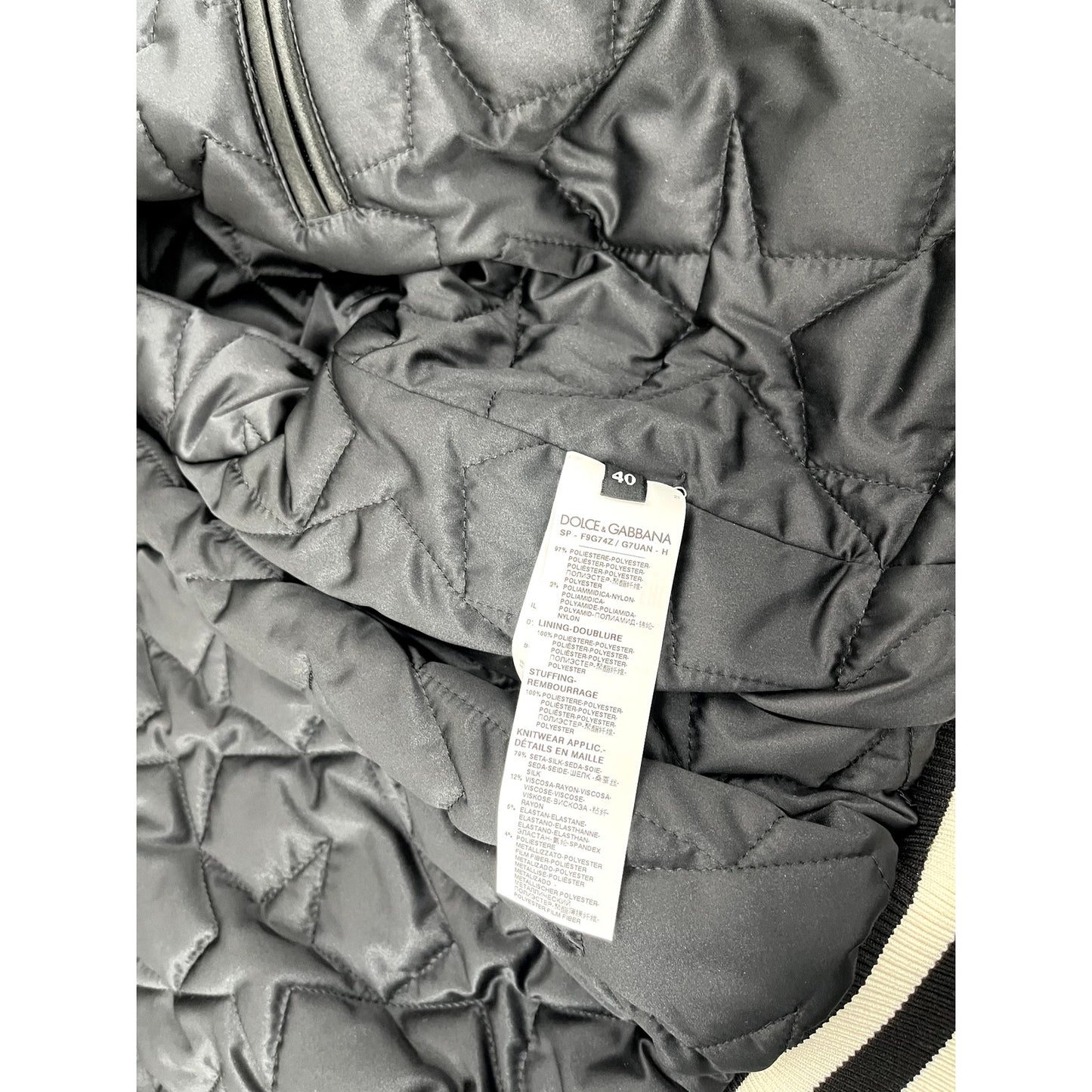 NWT Dolce & Gabbana Black White Stars Print reversible Bomber Jacket IT 42 US M