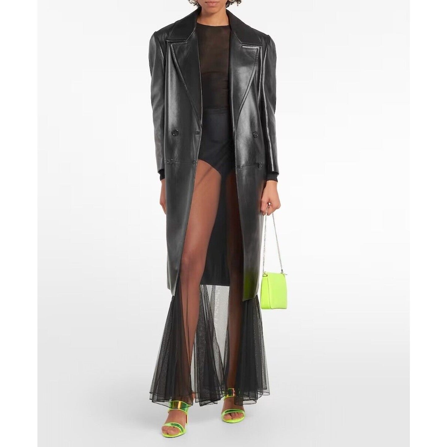 Christian Louboutin Just Loubi 85 Mules Leather PVC Neon Yellow 37