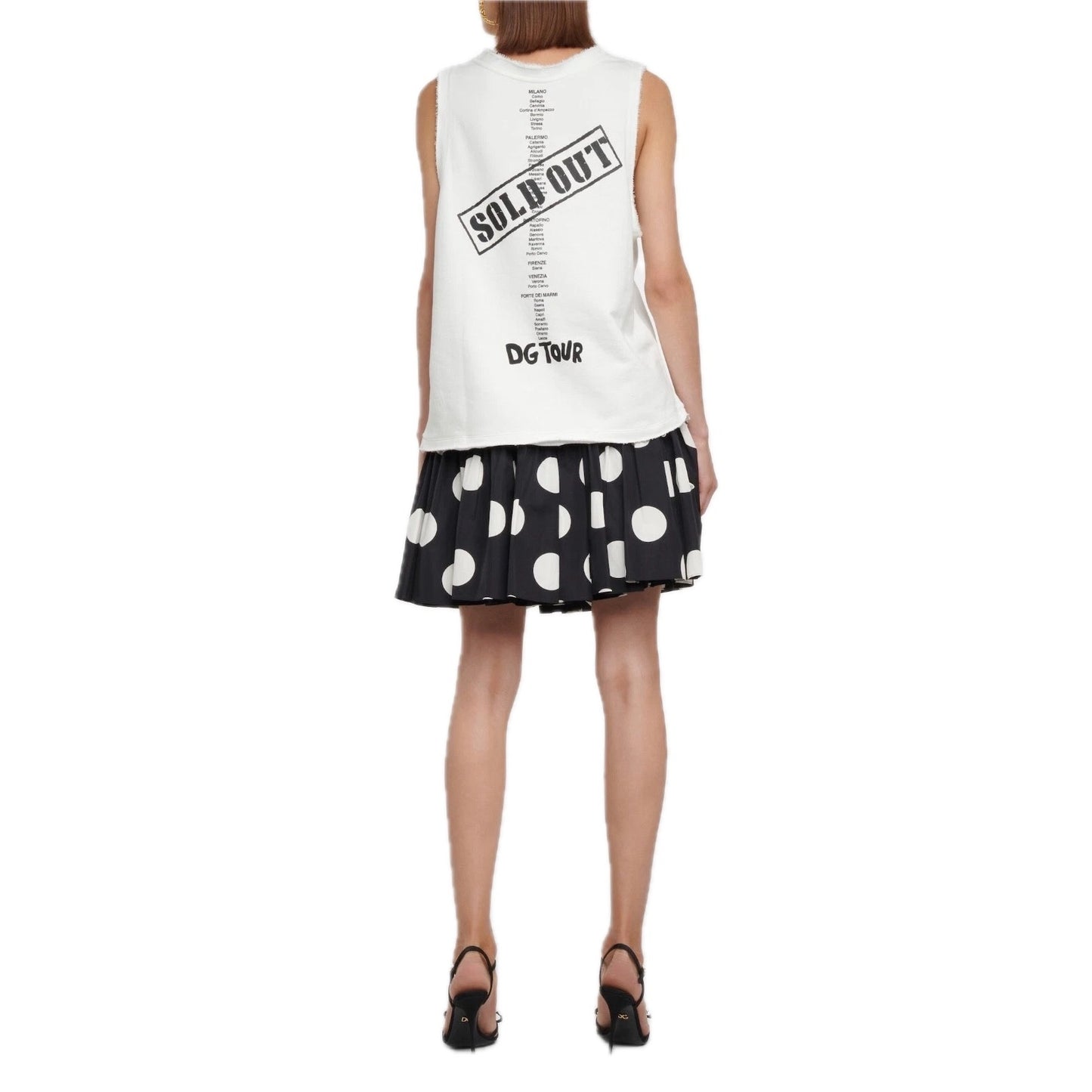 NWT Dolce & Gabbana White D&G Fashion Tour Sleeveless T-Shirt IT 38 XS