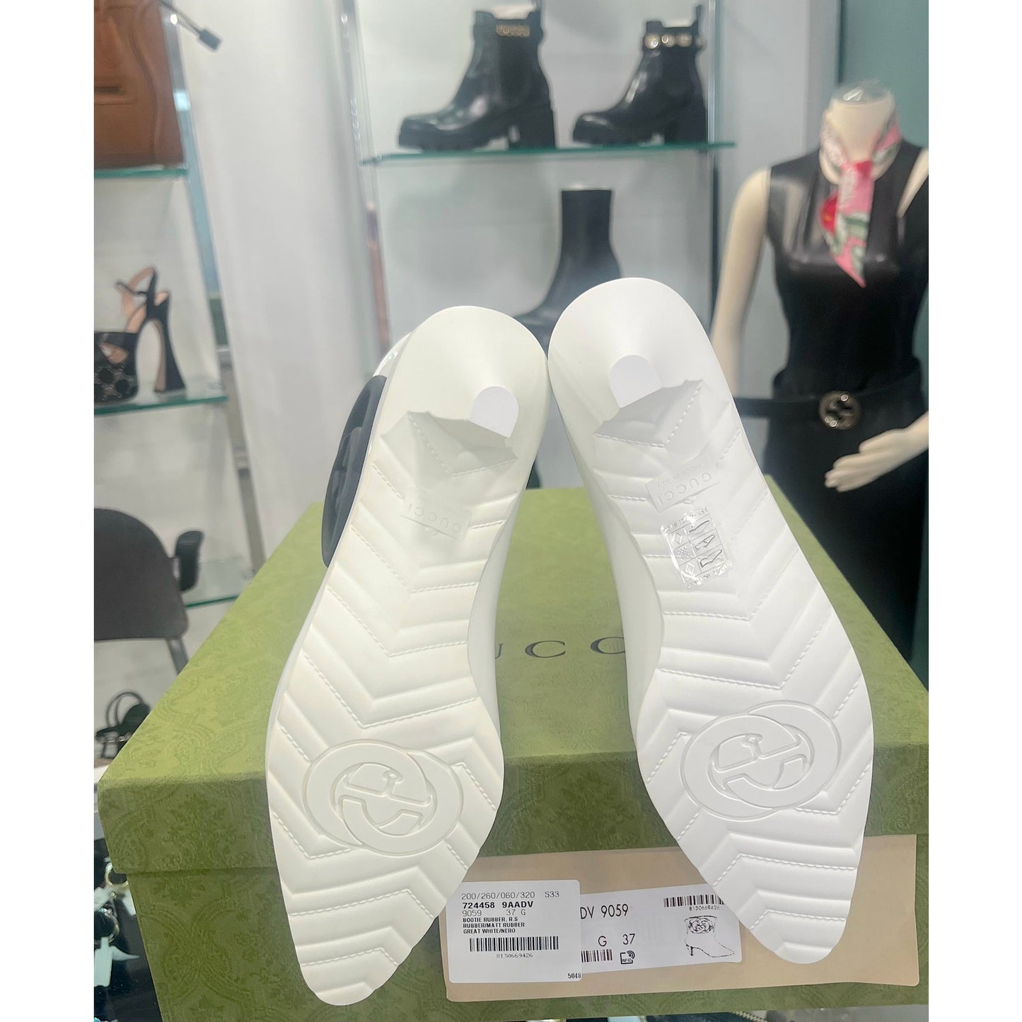 Gucci Women's Rubber ankle Rain Boot with Interlocking G