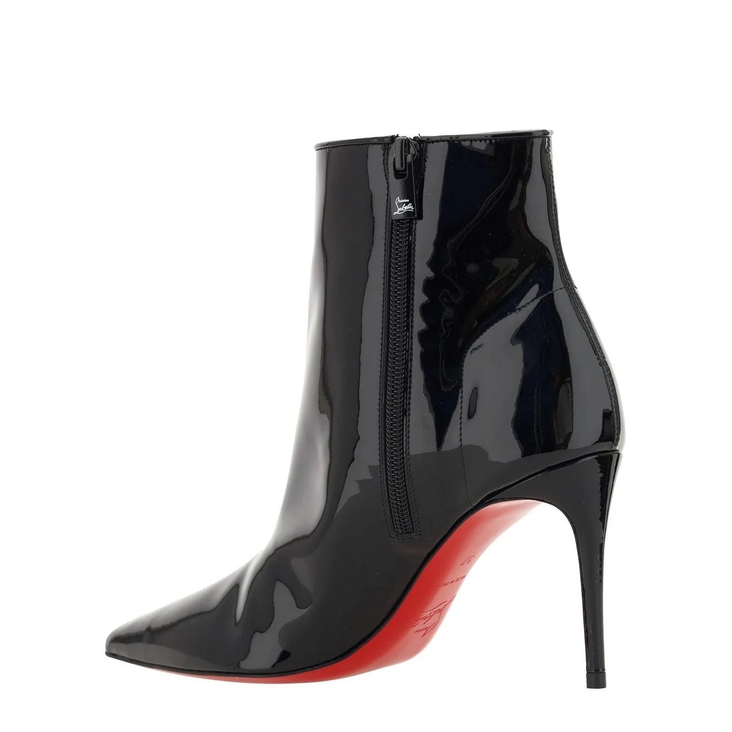 Christian Louboutin Sporty Kate Patent Leather Pointed Toe Boots Black