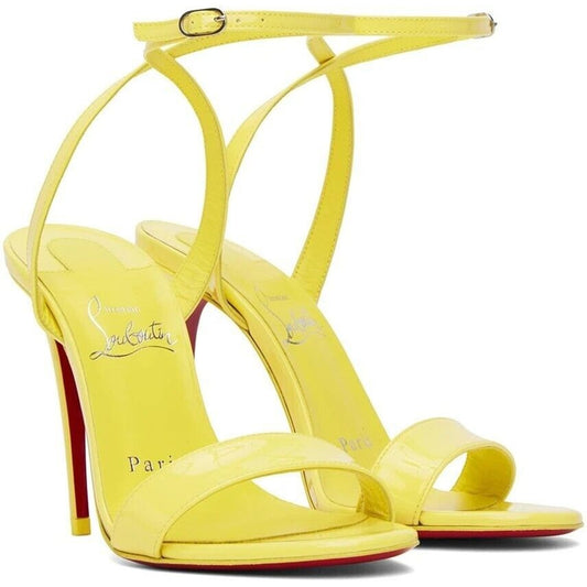 CHRISTIAN LOUBOUTIN Loubigirl 100 Leather Heel Sandals Yellow