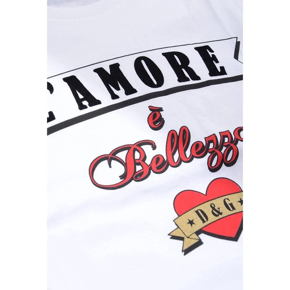 Dolce & Gabbana White Sleeveless L'Amore E Bellezza Cotton T-shirt