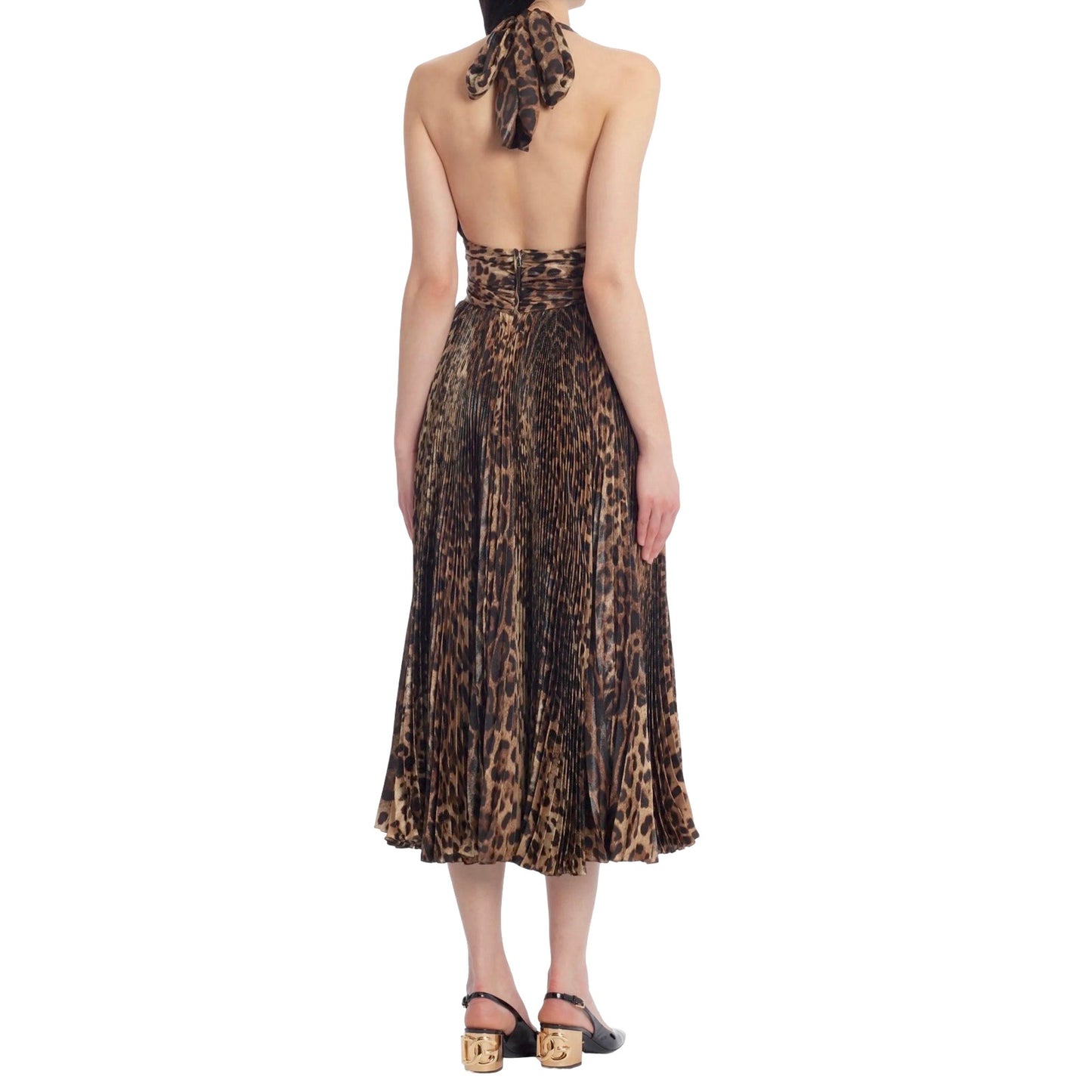 NWT Dolce & Gabbana Leopard print silk chiffon Long Maxi dress S 40
