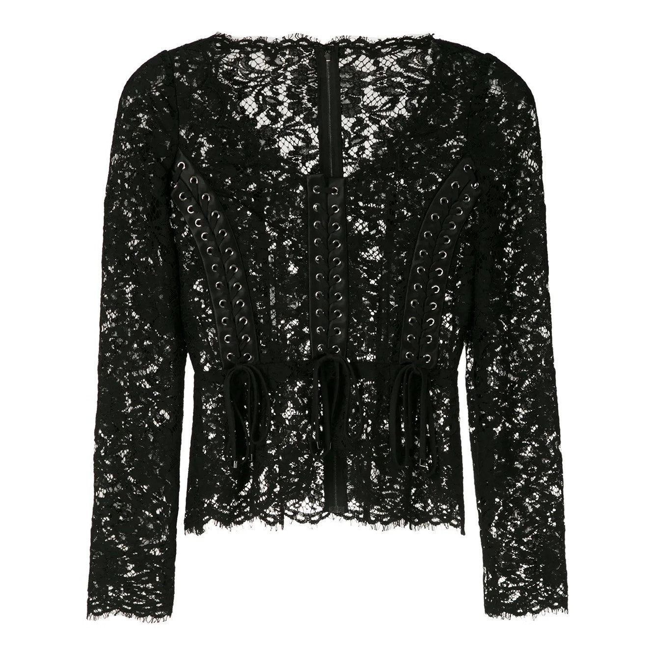 NWT Dolce & Gabbana Black Lace Long Sleeve Top Blouse IT 40 S