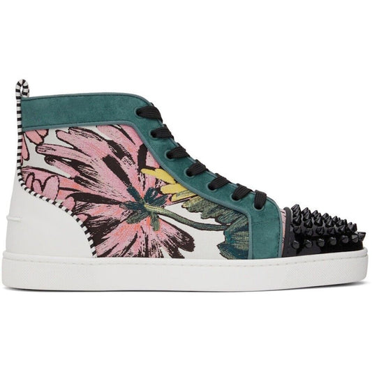 Christian Louboutin Lou Spikes Orlato Hanabi Floral Hi-Top Sneakers