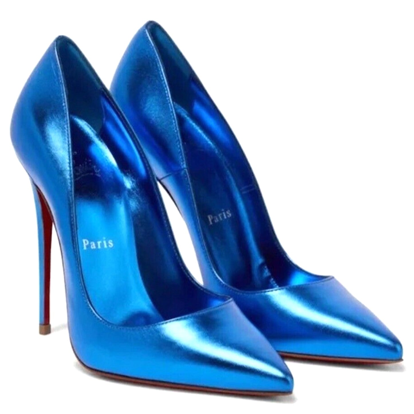 Christian Louboutin So Kate 120 pointed toe Metallic Blue pumps