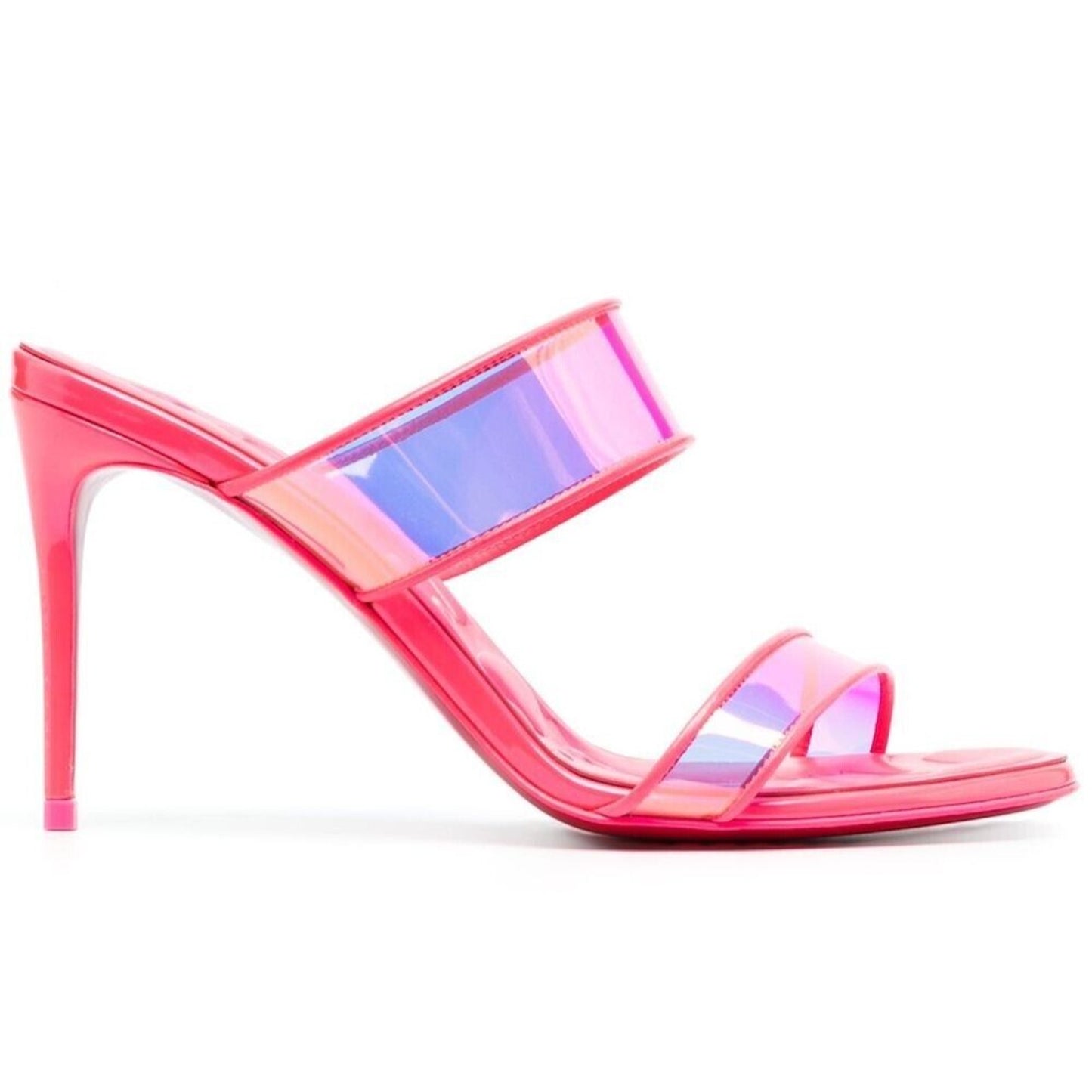 Christian Louboutin Just Loubi 85 Mules Leather PVC Neon Pink 38.5
