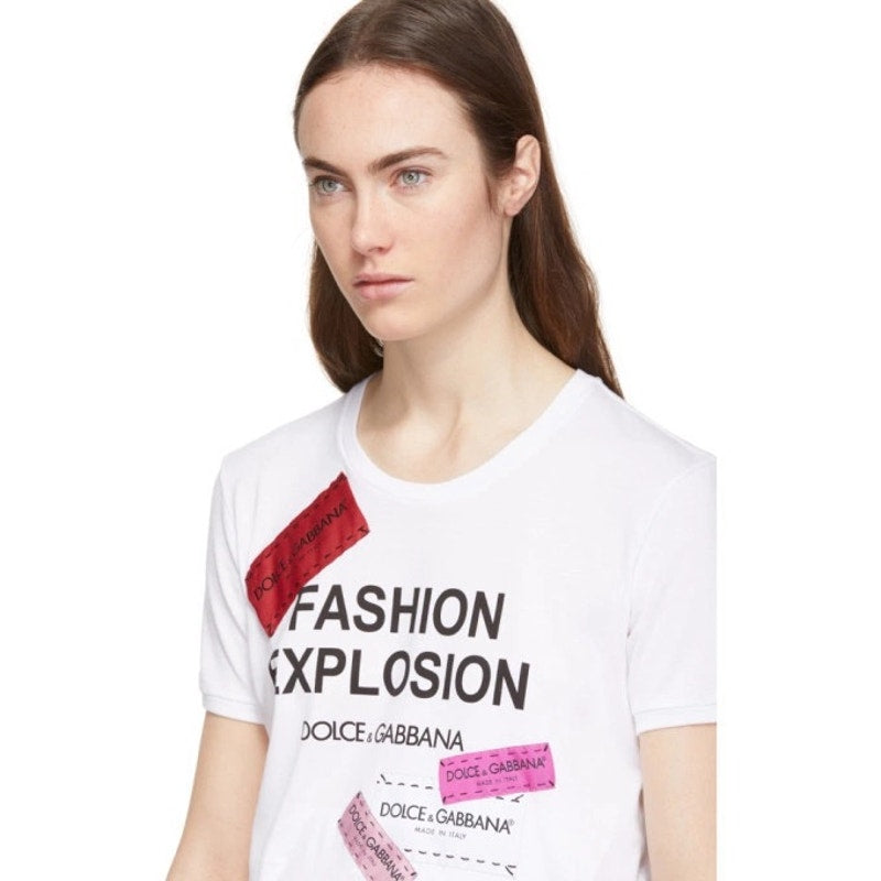 NWT Dolce & Gabbana White Fashion Explosion T-shirt  IT 36