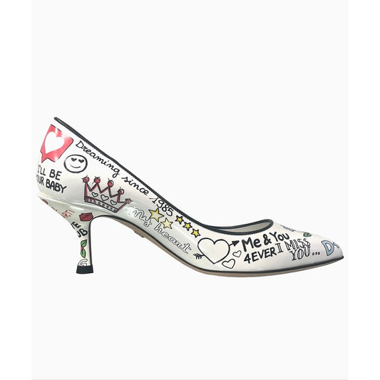 Dolce & Gabbana Lori Graffiti Murals Print Pumps Black White 36