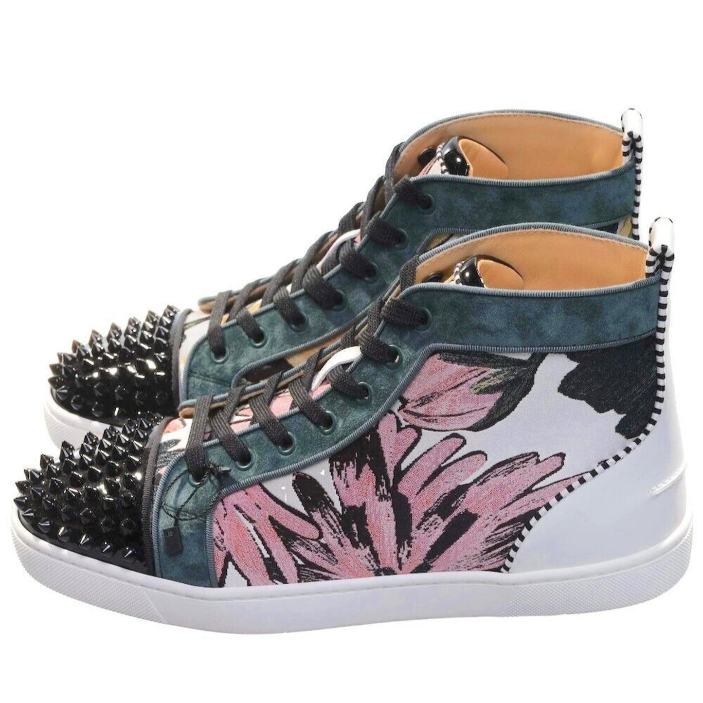Christian Louboutin Lou Spikes Orlato Hanabi Floral Hi-Top Sneakers