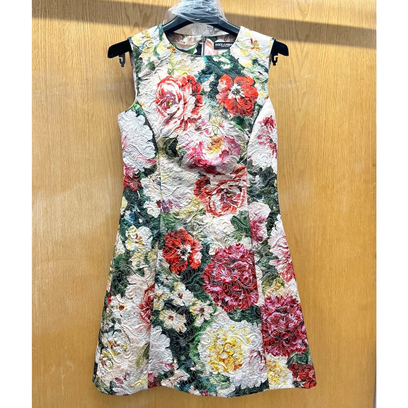 NWT DOLCE & GABBANA Metallic Floral-Print Cotton-Blend Brocade Mini Dress