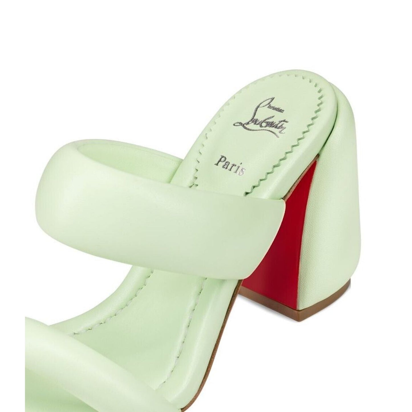 Christian Louboutin Inflama Sab 85 Mint Green Leather Mules