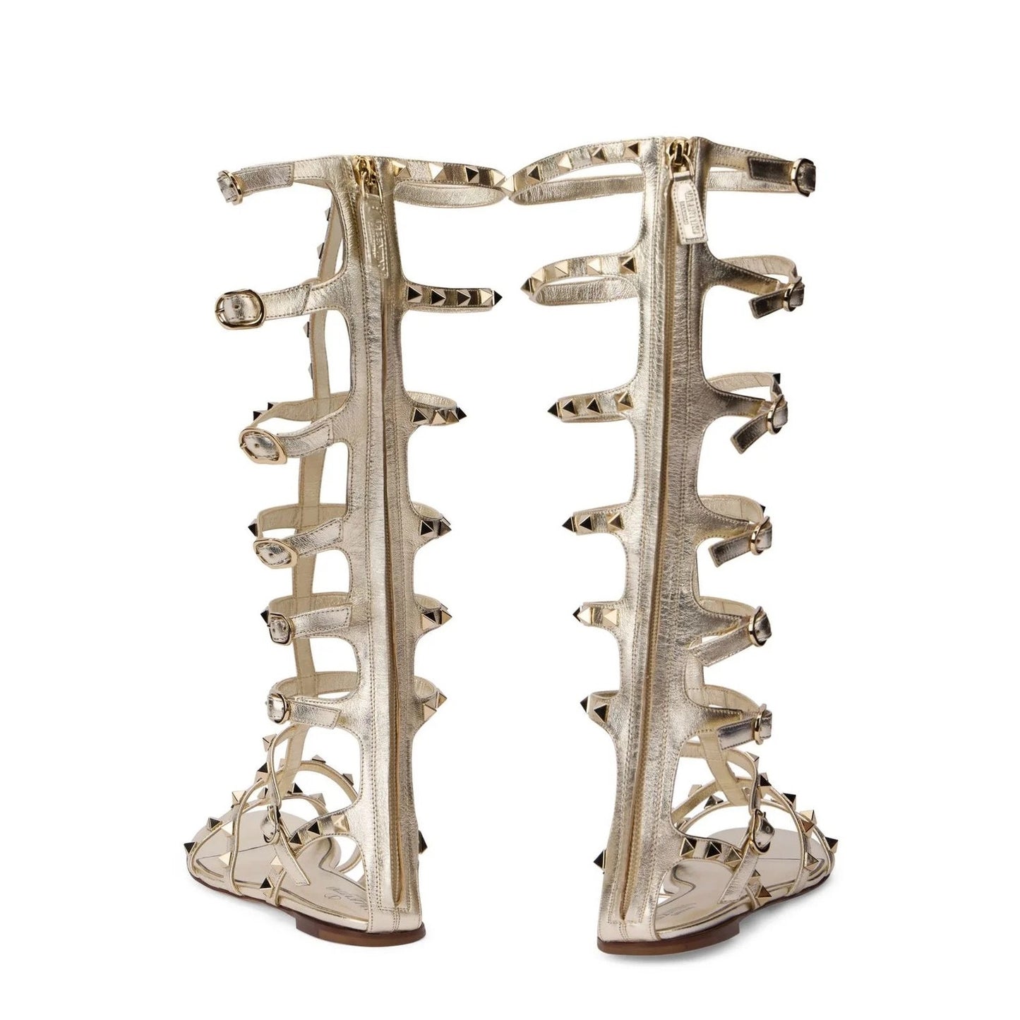 Valentino Garavani Metallic Gold Rockstud Gladiator Sandals  36