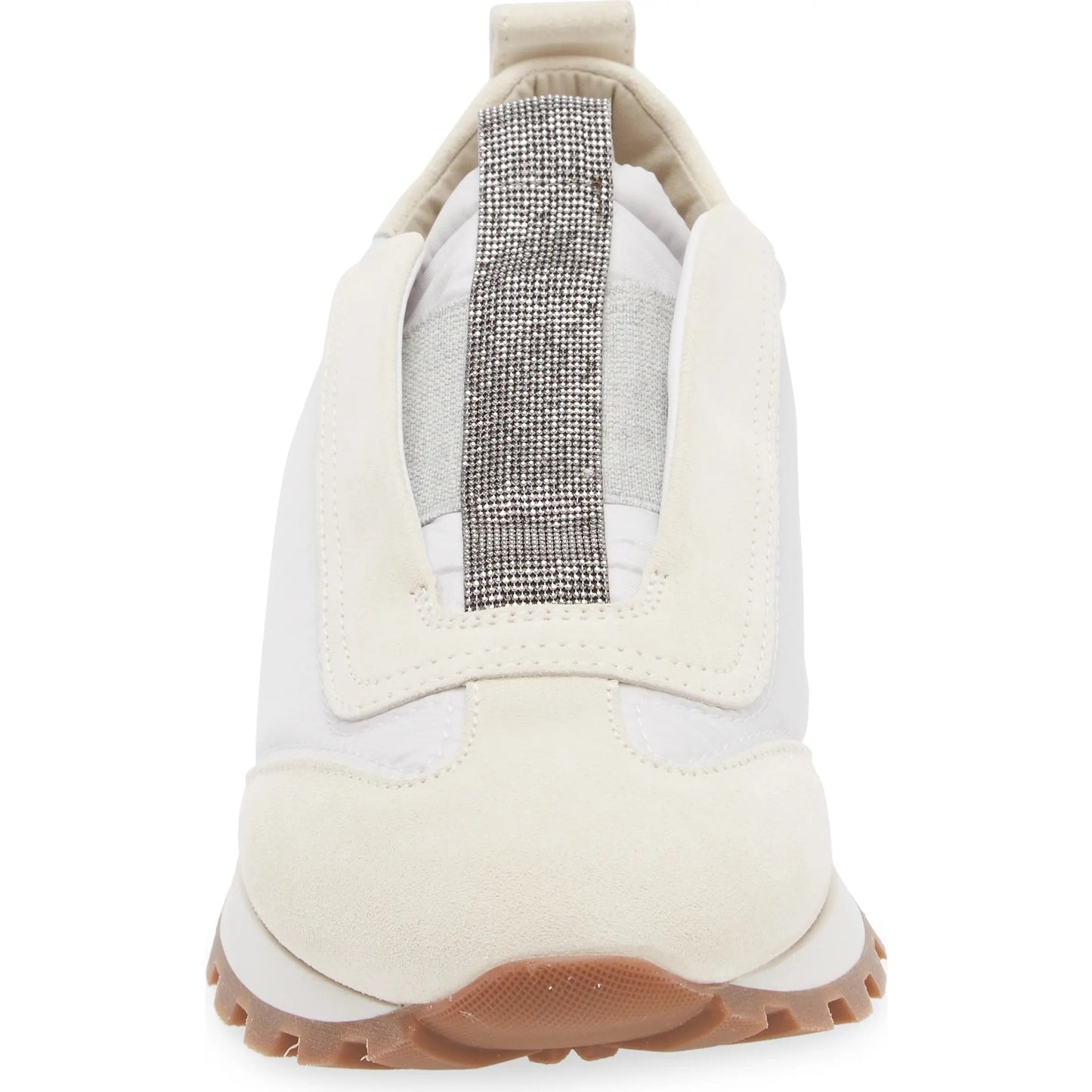 Brunello Cucinelli monili-embellished Suede Techno Fabric slip-on sneakers White