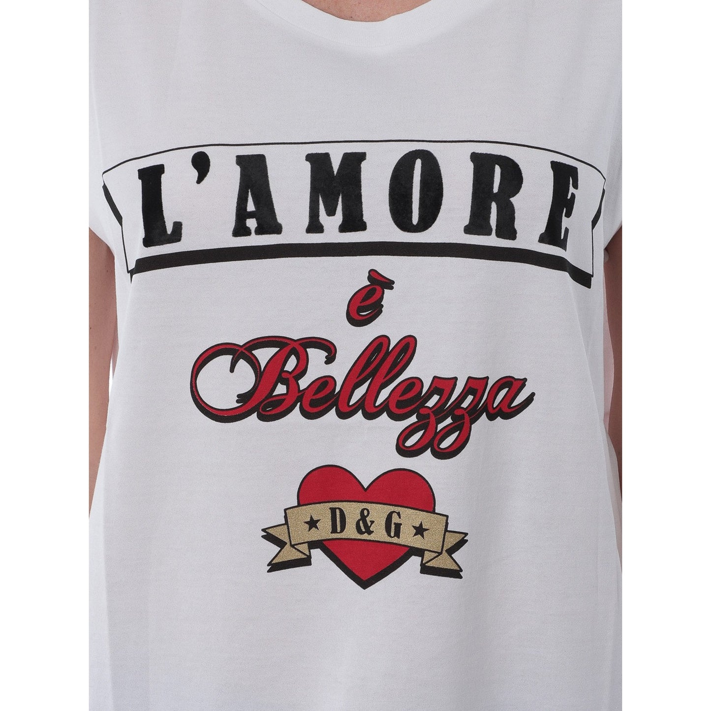 Dolce & Gabbana White Sleeveless L'Amore E Bellezza Cotton T-shirt