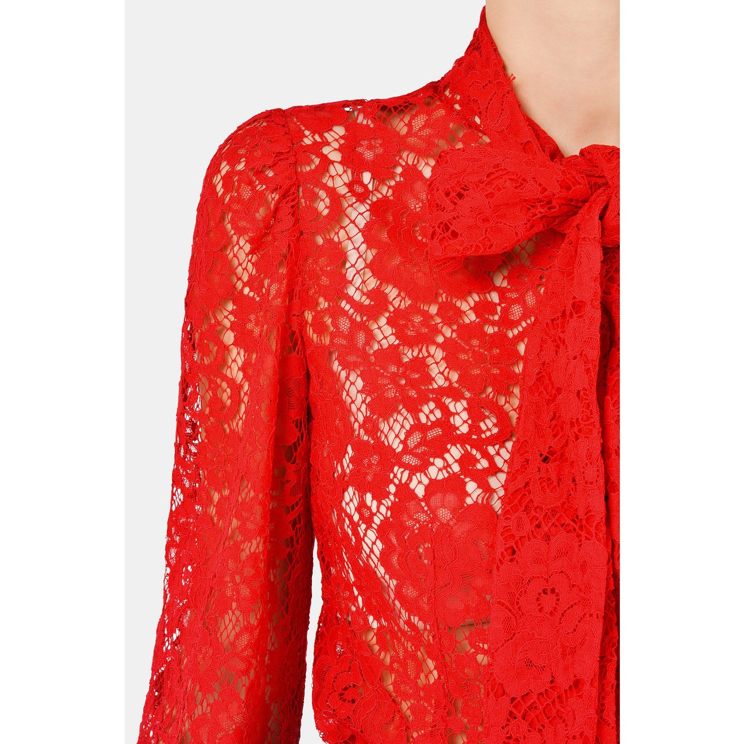 NWT Dolce & Gabbana Cordonetto Lace Blouse Shirt Red