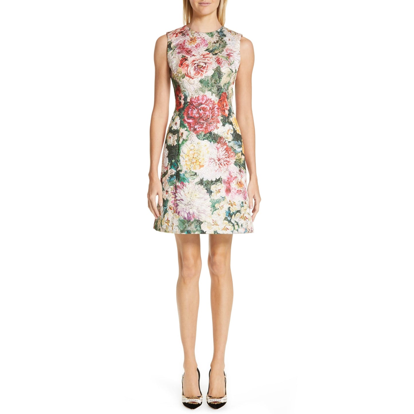 NWT DOLCE & GABBANA Metallic Floral-Print Cotton-Blend Brocade Mini Dress