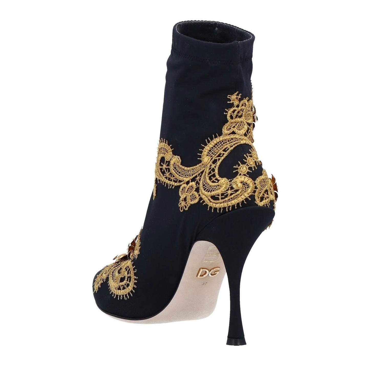 Dolce & Gabbana Lori 100 Baroque Embroidery Lace Stretch Sock Boots