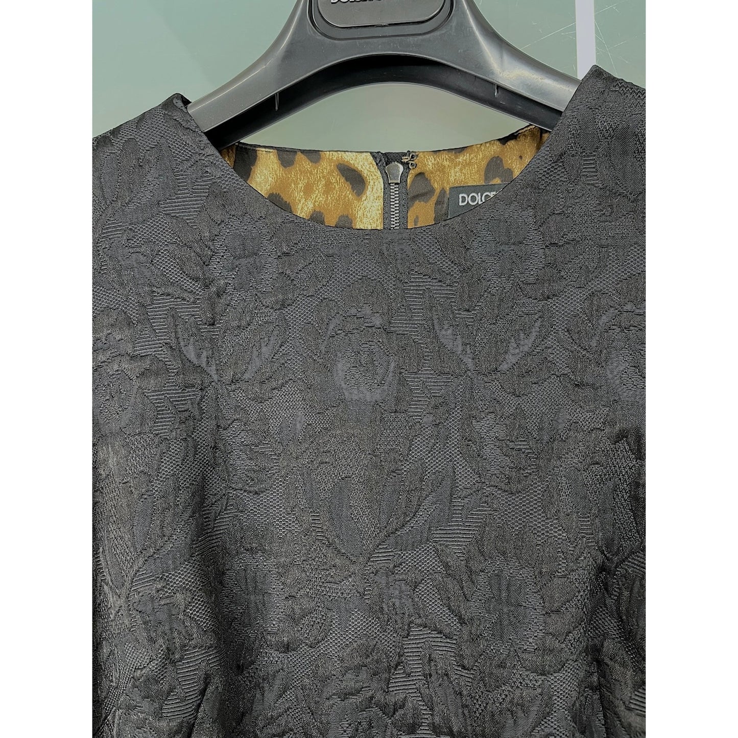 DOLCE & GABBANA Black A-line Brocade Jacquard Mini Dress 42 M