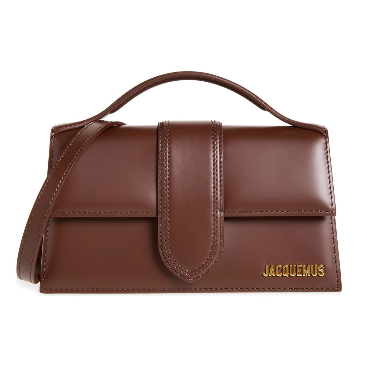 NWT Jacquemus Le Grand Bambino Leather Crossbody Bag Brown Gold Logo