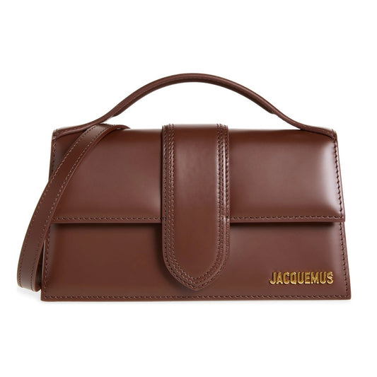 NWT Jacquemus Le Grand Bambino Leather Crossbody Bag Brown Gold Logo