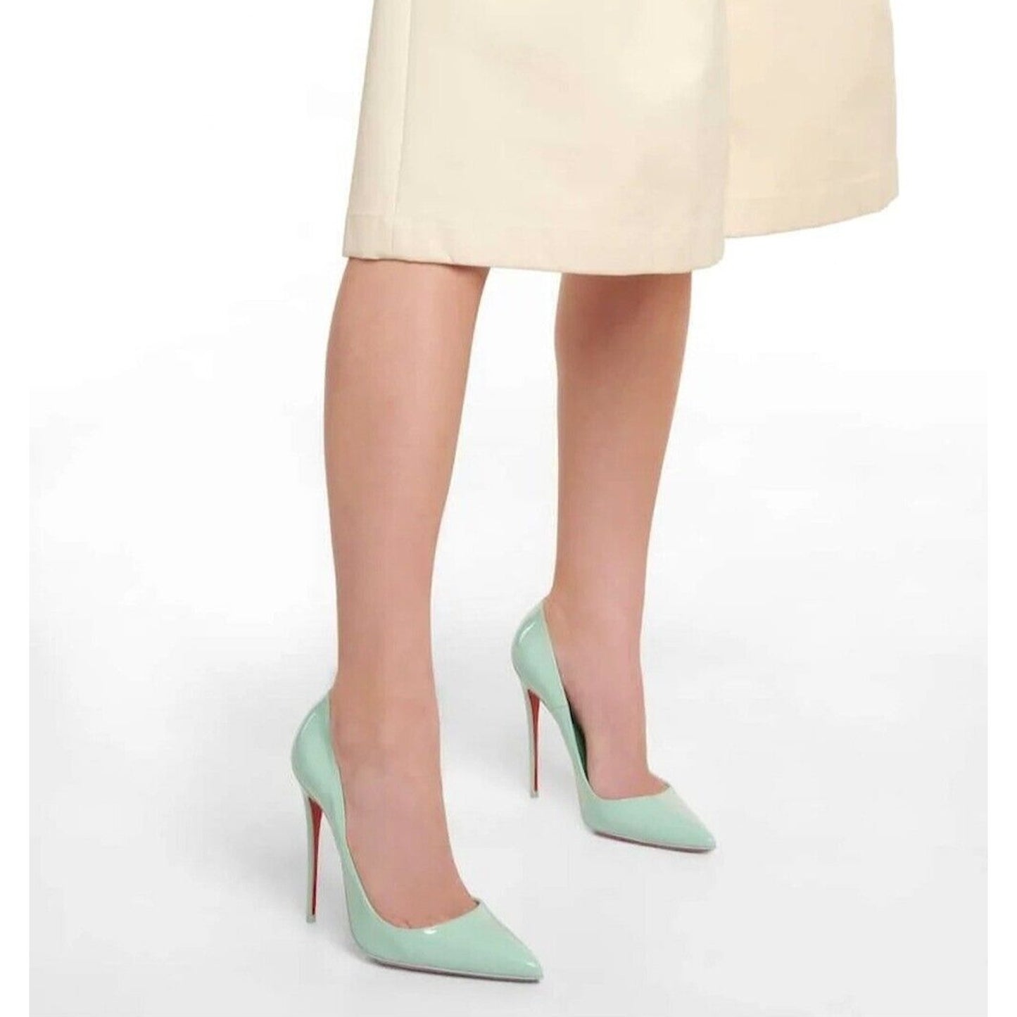 Christian Louboutin So Kate 120 patent leather pointed toe pumps Mint Green