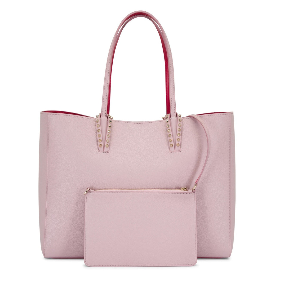 Christian Louboutin Cabata Large Calf leather spikes Tote Bag Pink Nude