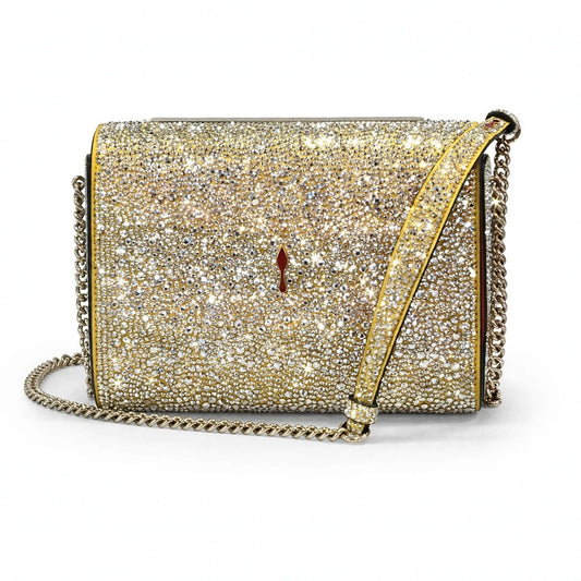 NWT Christian Louboutin Betina Strass Clutch Gold Crystal